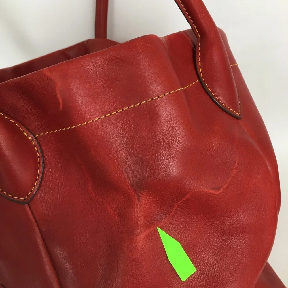 100% Auth Dooney & Bourke Tote Bag Red Leather Locket Clasp